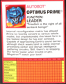 Optimus Prime hires scan of Techspecs